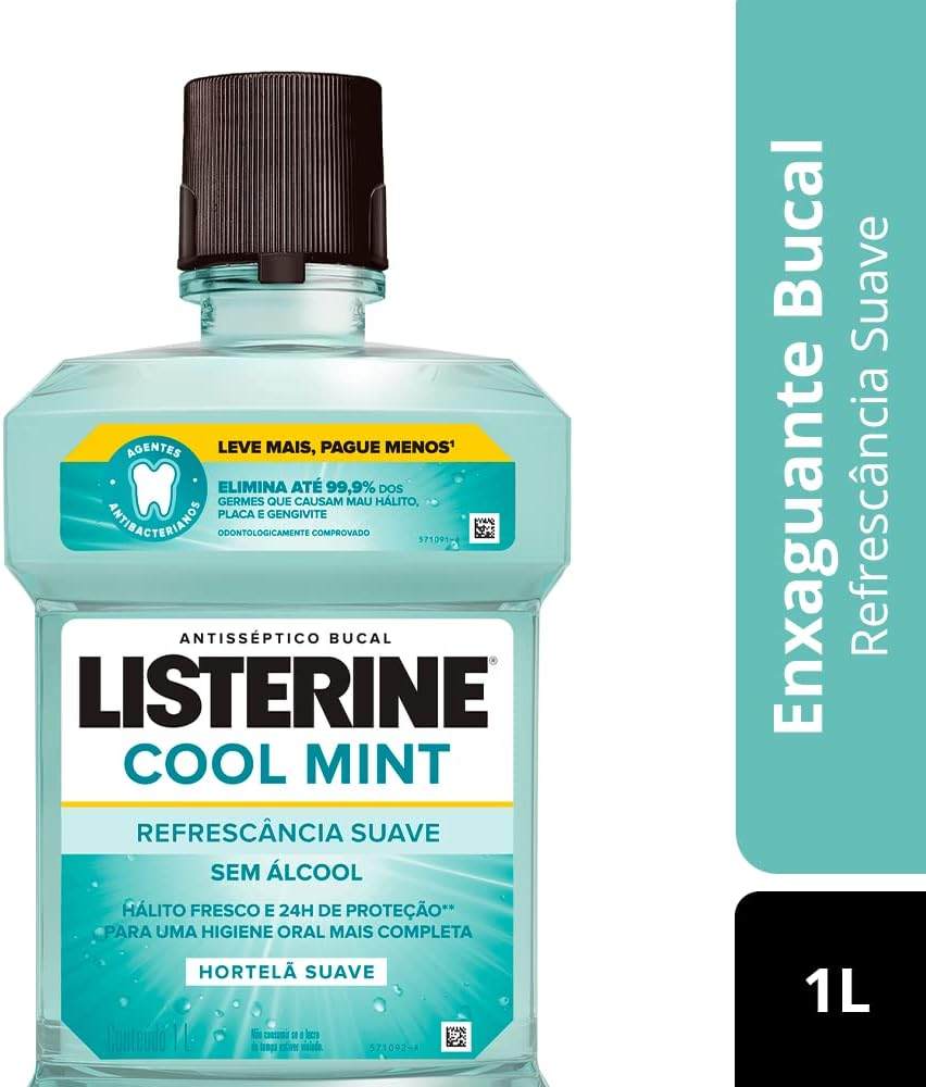 LISTERINE® Cool Mint Enxaguante Bucal Sem Álcool, 1L