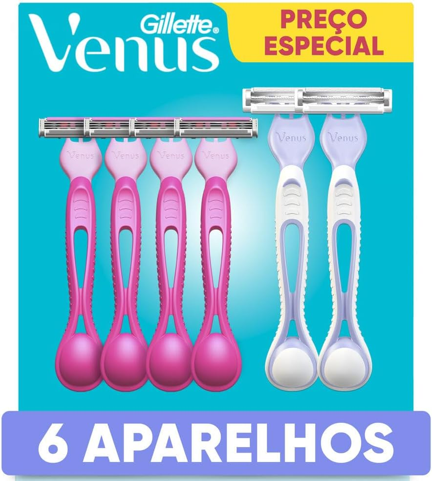 1 Kit Gillette Venus Suave Aparelho de Depilação Descartável 4 Uds + Gillette Venus Íntima Aparelho de Depilação 2 Uds