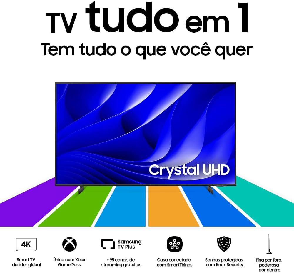 Samsung Smart TV 50″ Crystal UHD 4K 50DU8000 – Painel Dynamic Crystal Color, Gaming Hub