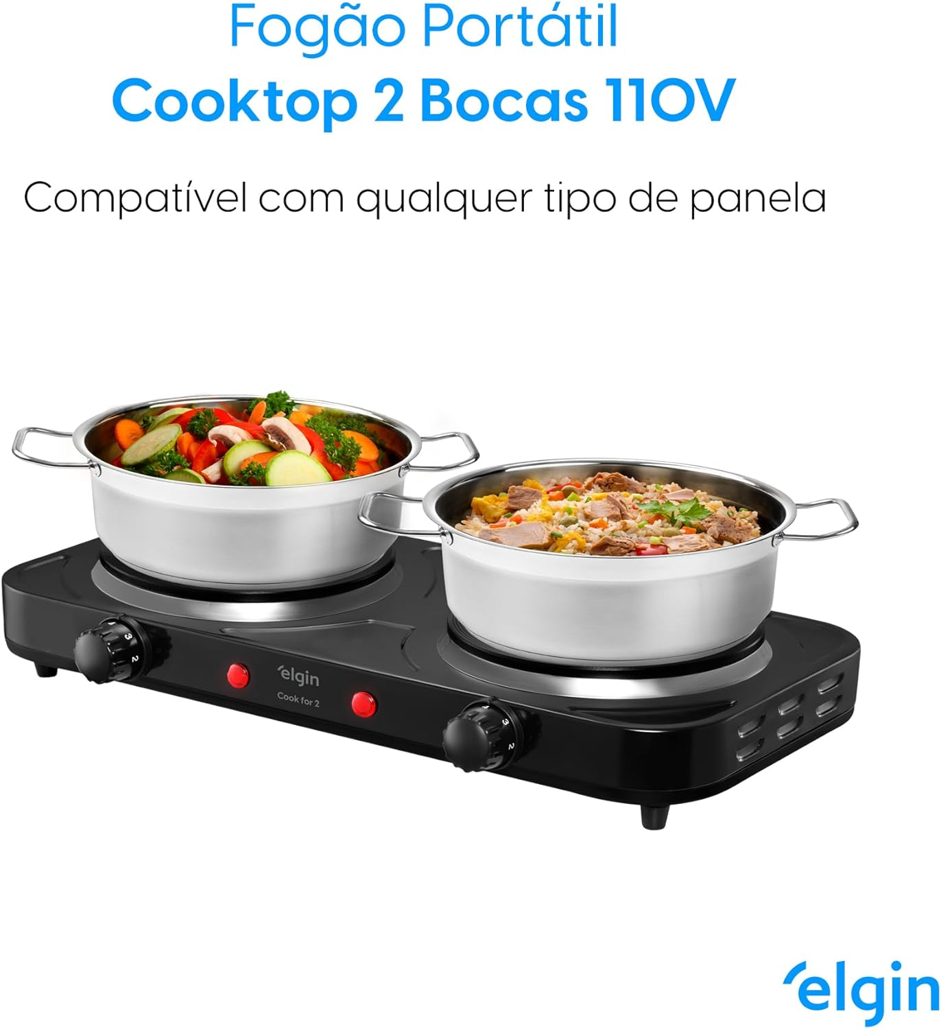 Fogão Elétrico Portátil Cooktop 2 Bocas Elgin – 220V