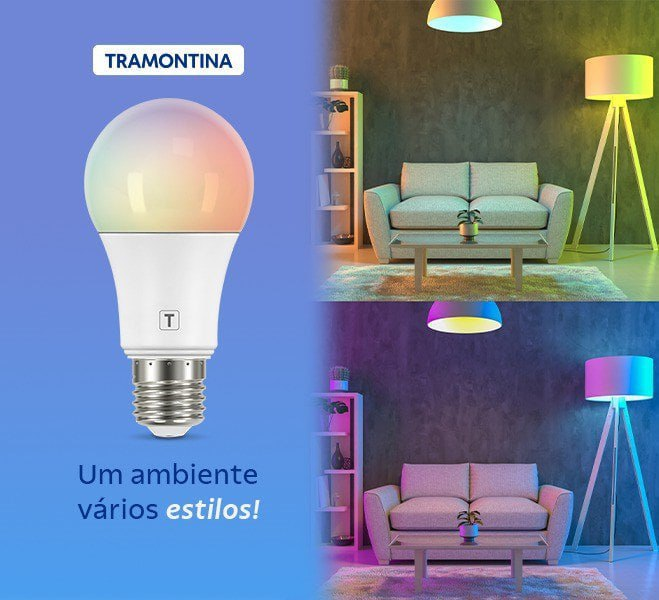 Tramontina Lâmpada Smart​ LED Inteligente E27​ 10W Wi-Fi + Bluetooth​ 16 Milhões de Cores – Compatível com Alexa e Google Assistente