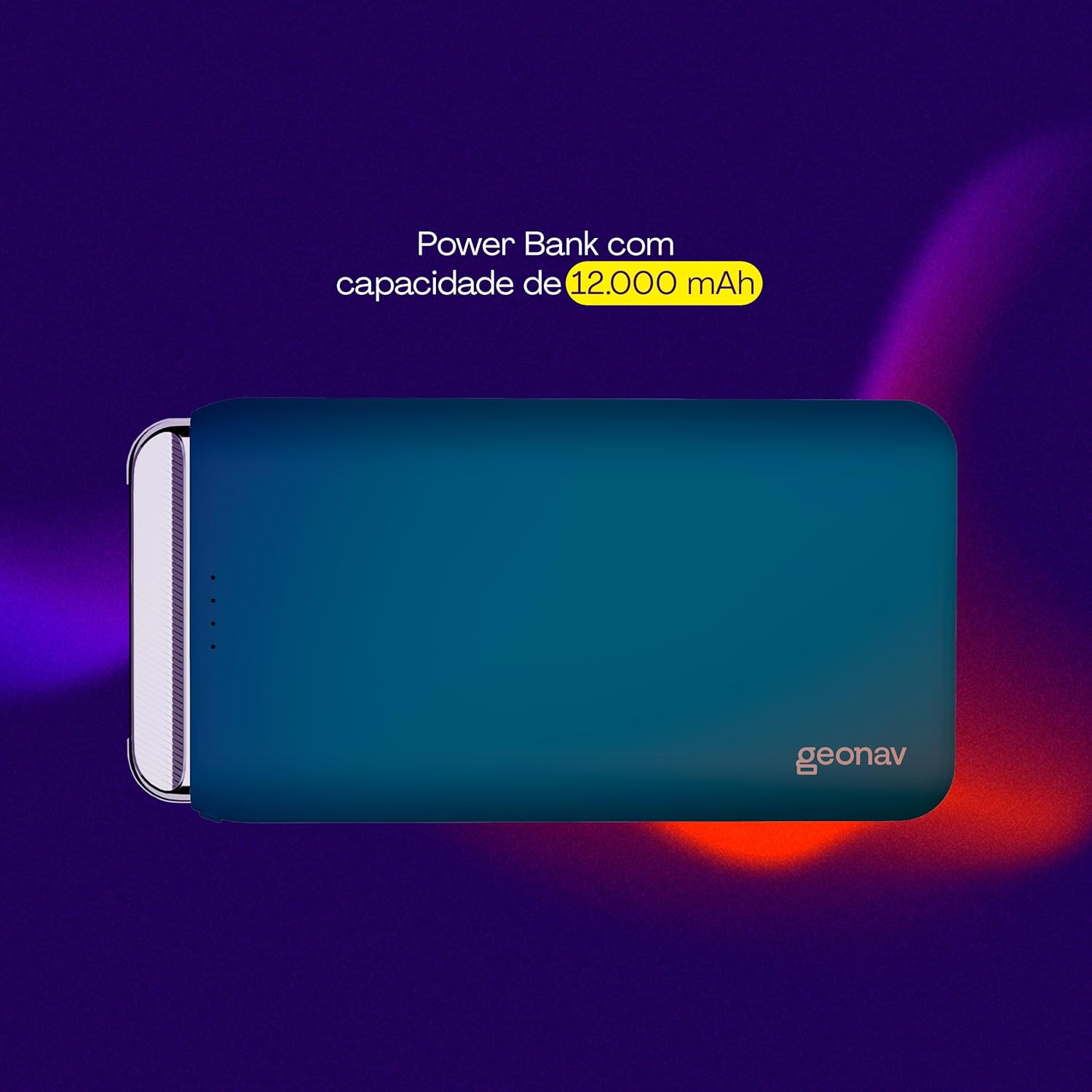 Geonav Power Bank, Carregador Portátil Universal 12.000 mAh, 2 Saídas USB + 1 Saída USB-C, PB12KMB, Azul Marinho