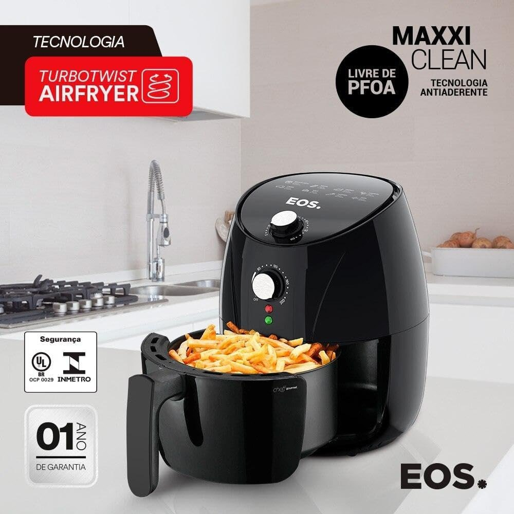 Fritadeira Sem Óleo Air fryer Eos Chef Gourmet 4 Litros Preto Eaf40p 110v