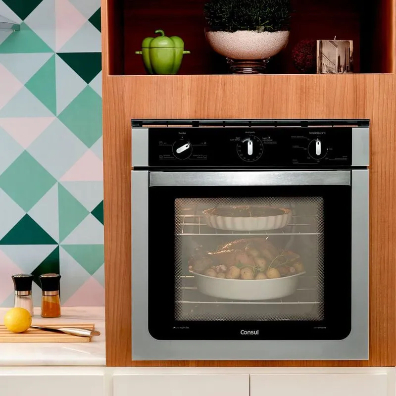 Forno de embutir elétrico Consul 84 litros prata com Grill e Timer Autodesligamento – COB84AR 220V