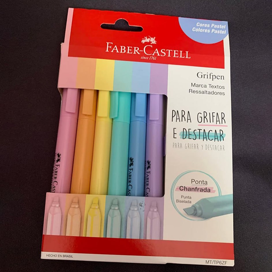 Faber Castell Grifpen , Caneta Marca Texto, Tons Pastel, 6 Cores