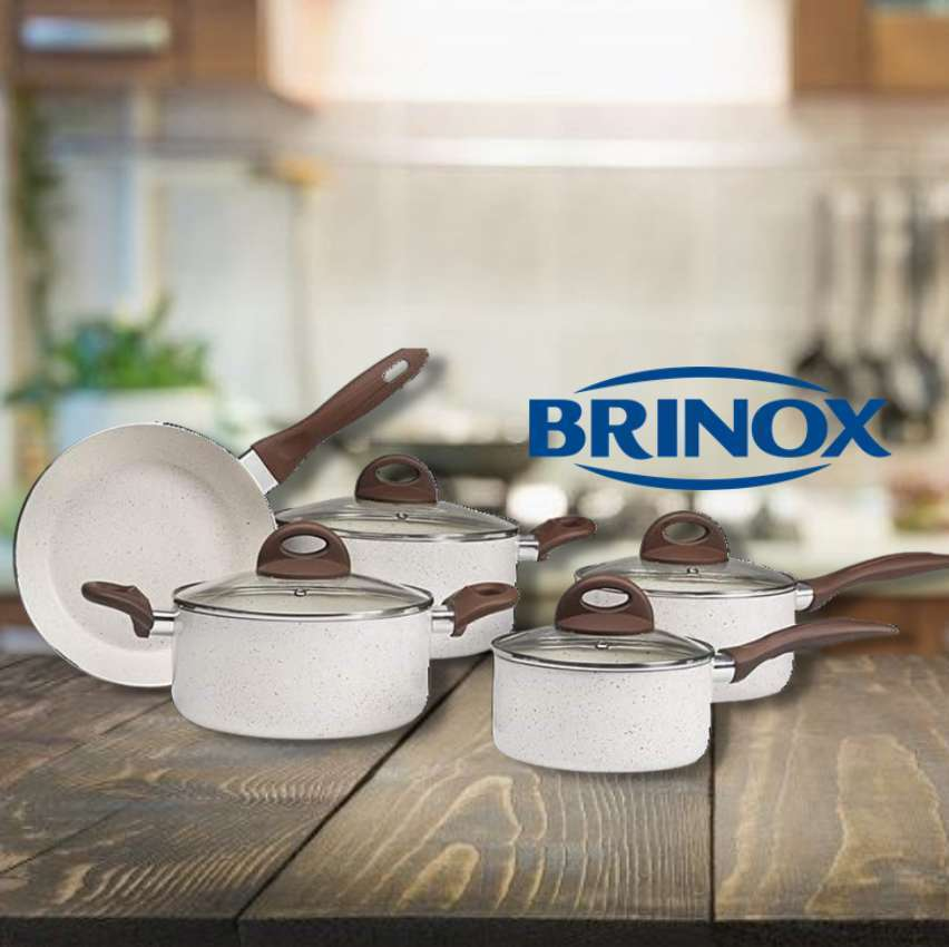 Jogo de Panelas 5 Peças Ceramic Life Granada com Fundo de Indução Brinox – Vanilla