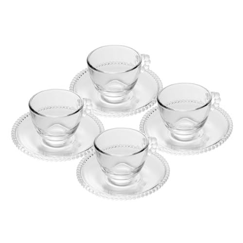 CJ 4 XÍCARAS CAFÉ CRISTAL COM PIRES PEARL 80ml TRANSPARENTE