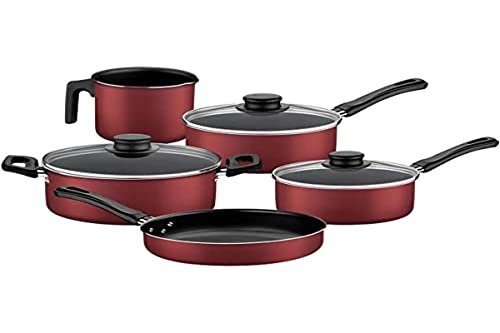 Tramontina JOGO DE PANELAS 5 PCS CARIBE VERMELHO – SORTIDOS DE ALUMINIO COM REVESTIMENTO ANTIADERENTE