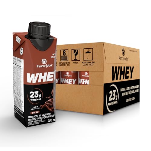 Pack de Whey Zero Lactose Cacau 23g Piracanjuba 250ml – 12 Unidades