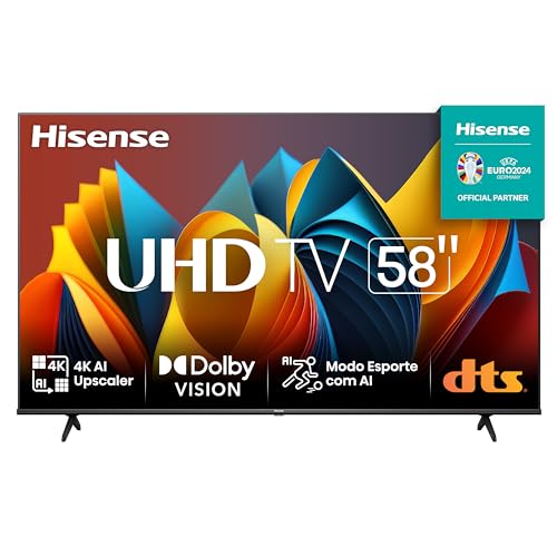 Hisense Smart TV UHD 4K DLED 58″ Polegadas 58A6K com HDR10+ Dolby Vision Game Mode Controle por Voz Alexa Built-In AirPlay