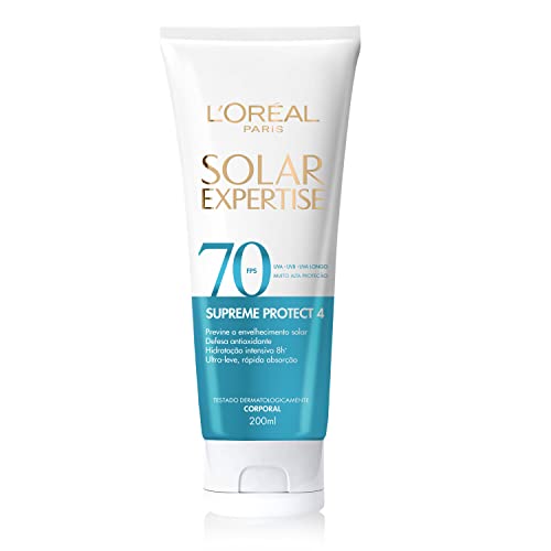 Protetor Solar Corporal L’Oréal Paris Solar Expertise FPS 70 200ml – Previne o Envelhecimento Solar, Textura Ultra-leve, Hidrata e Protege a pele