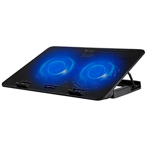 C3Tech Base para Notebook NBC-50BK 15,6″ Refrigerada com 2 Coolers, Led de Iluminacao Azul, Inclinacao Ajustável em 5 niveis, com USB, cor Preta