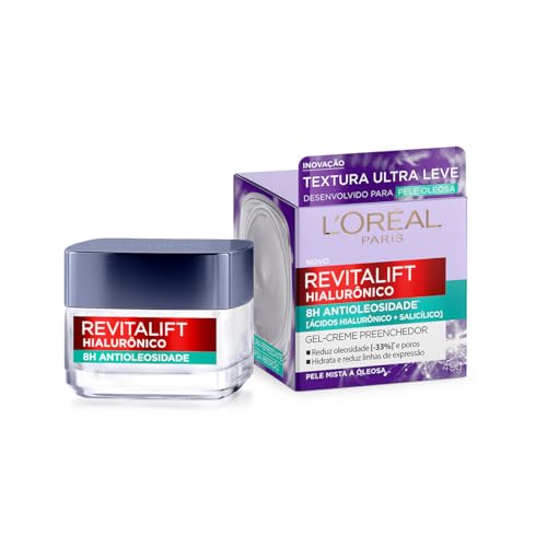 L’Oréal Paris Gel Creme Hidratante Preenchedor Antioleosidade Revitalift Hialurônico, 49g