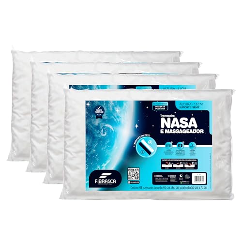 kit 4 pçs travesseiro nasa up 3 p/fronhas 50×70 cm – Fibrasca, Branco