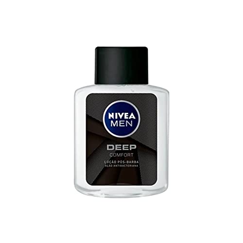 NIVEA MEN Loção Pós Barba Deep 100ml – Atua na recuperação da pele, ação antibacteriana, fórmula com carvão ativado, textura líquida