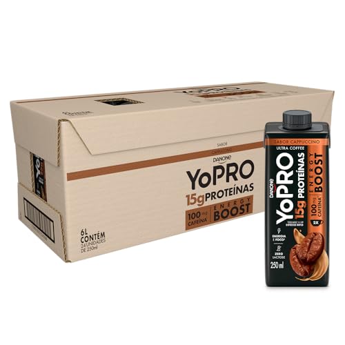 Pack YoPRO Bebida Láctea Energy Boost UHT Capuccino 15g de Proteínas 250ml – 24 Unidades