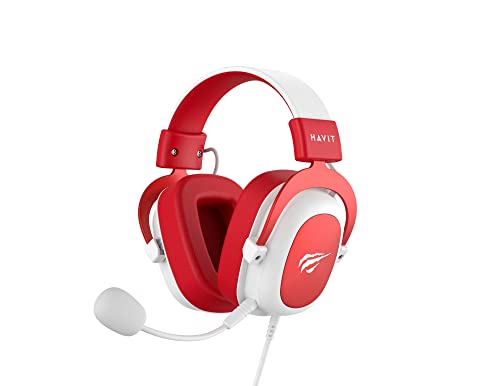 Headphone Fone de Ouvido Havit HV-H2002d Red, Gamer, com Microfone, Falante 53mm, Plug 3, 5mm: compatível com XBOX ONE e PS4, HAVIT, HV-H2002d Cor Vermelho e Branco