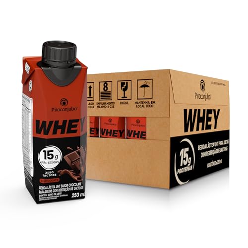 Pack de Whey Zero Lactose Chocolate 15g Piracanjuba 250ml – 12 Unidades