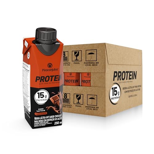 Pack Piracanjuba Protein 15g Zero Lactose Sabor Chocolate – 12 Unidades de 250ml