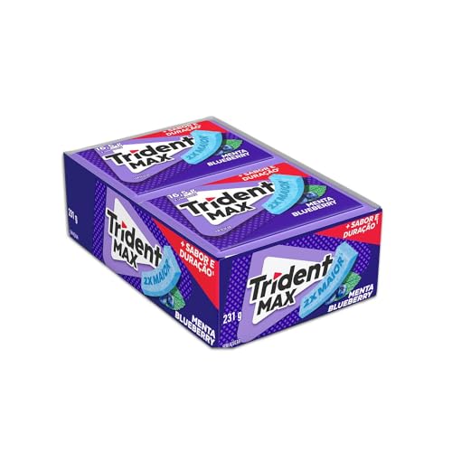 Chiclete Trident Max Menta Blueberry Sem Açúcar – Caixa com 14 unid. de 16,5g