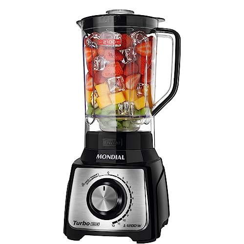 Liquidificador Turbo, Mondial, Preto/Inox, 1200W, 110V – L-1200 BI