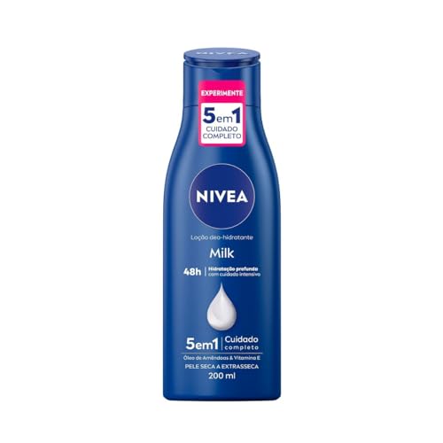 NIVEA Hidratante Corporal Milk Pele Seca – Nutrição intensa para pele seca a extrasseca, com fórmula cremosa que deixa a pele macia, cheirosa e hidratada por 48h – 200ml
