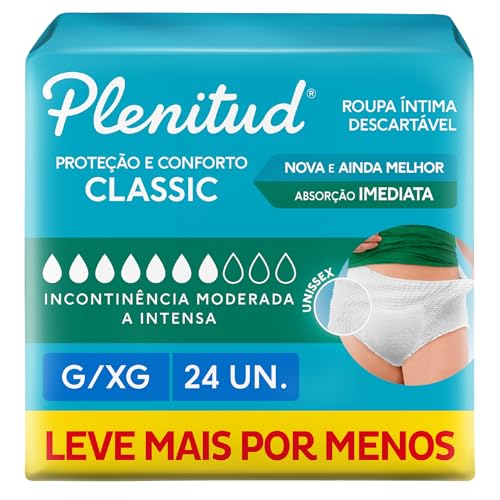 Plenitud Roupa Íntima Classic para Incontinência G/XG-24 un