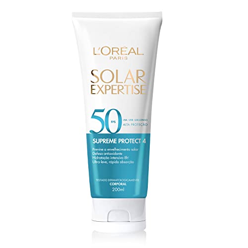 Protetor Solar Corporal L’Oréal Paris Solar Expertise FPS 50 200ml – Previne o Envelhecimento Solar, Textura Ultra-leve, Hidrata e Protege a pele