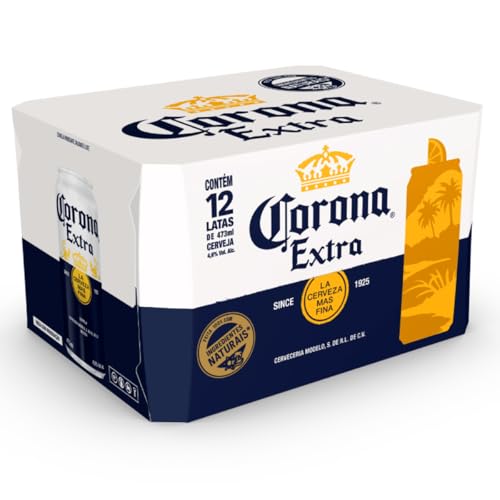 Pack Cerveja Corona Extra, Lata, 473ml, Caixa 12 unidades