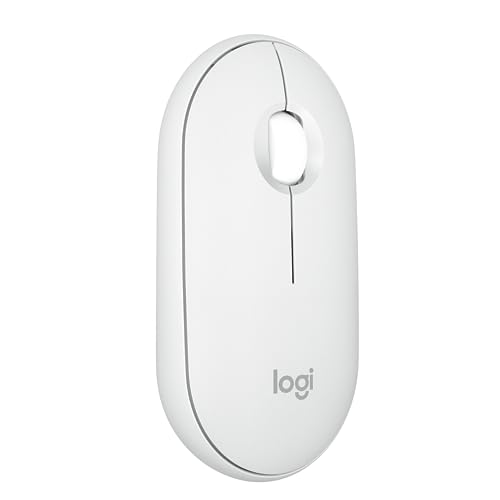 Mouse sem fio Logitech Pebble 2 M350s com Clique Silencioso, Design Slim Ambidestro, Conexão Bluetooth e Pilha Inclusa – Branco
