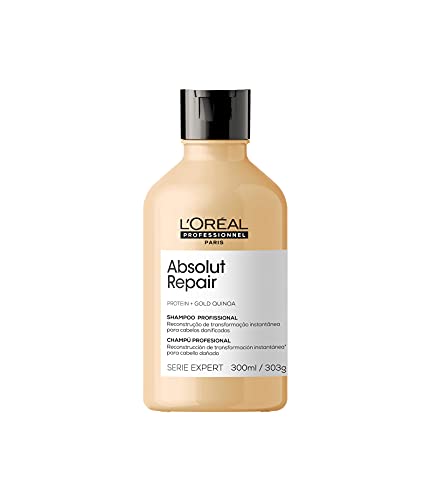 L’Oréal Professionnel Shampoo Absolut Repair, Repara Danos e Promove Brilho, Com Quinoa & Proteínas, Para cabelos secos e danificados, 300ml
