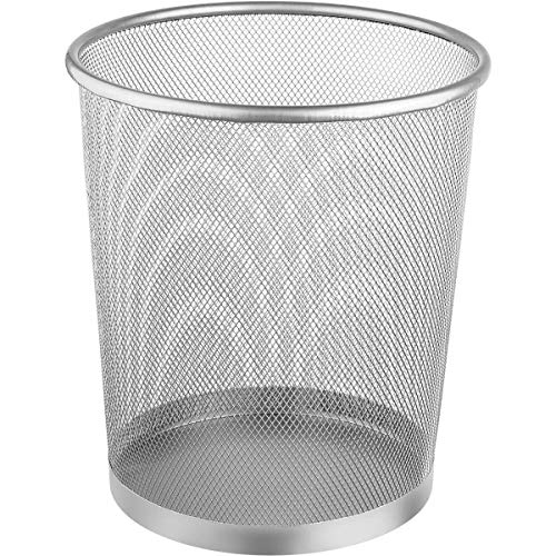Ordene – Lixeira de Metal Redonda de 8,5 Litros, Cor Prata, Linha Office