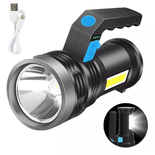 Lanterna LED Holofote Longo Alcance Recarregavel Super Potente Farolete USB com COB Resistente à Água para Pesca Sitio Fazenda Segurança Vigia Acampamento