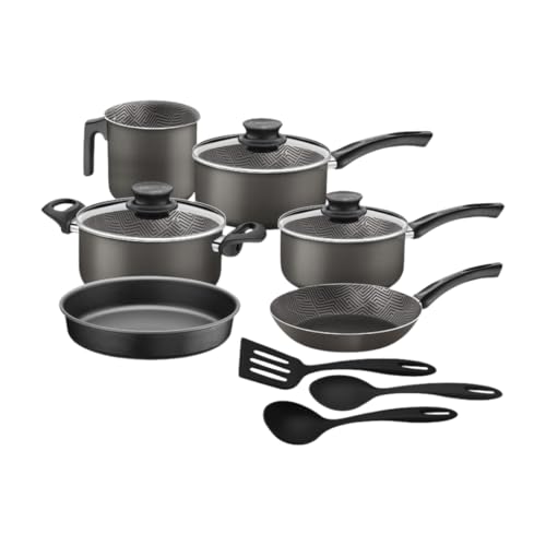 Jogo de Panelas Tramontina Paris em Alumínio com Revestimento Interno e Externo Antiaderente Starflon Max Chumbo 9 Peças
