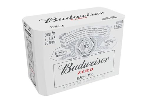 Pack Cerveja Budweiser Zero Álcool, 350ml, Lata – 8 unidades