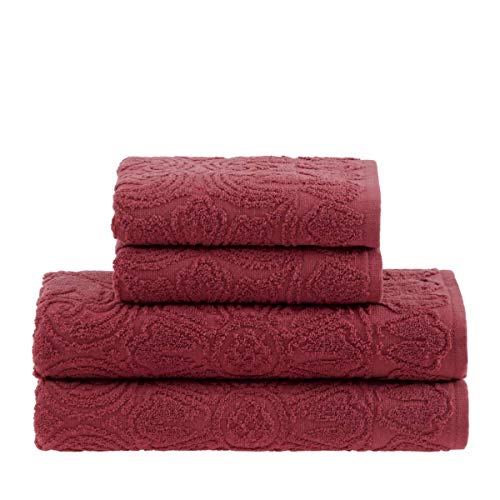 Buddemeyer Jogo de toalhas Florentina Banho Vermelho 4 peças