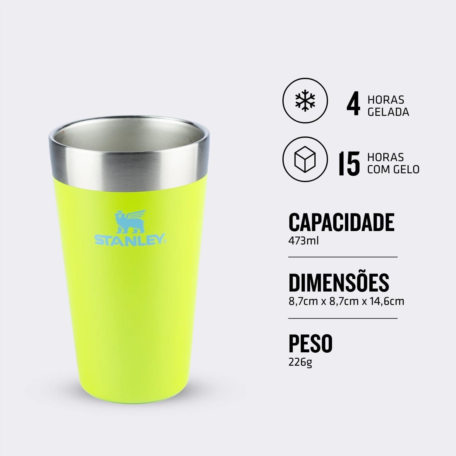 Stanley – Copo de cerveja isolado, copo empilhável Stay Chill de 473 ml, para bebidas quentes ou frias