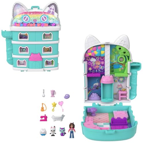 Polly Pocket Conjunto de Brinquedo Estojo Gabby’s Dollhouse para crianças a partir de 4 anos