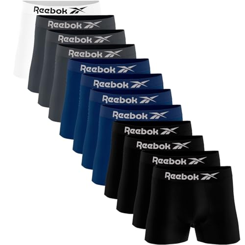 Kit 12 Cuecas Boxer Reebok Masculinas Microfibra Adulto Box Sem Costura (BR, Alfa, M, Regular, Sortidos 2)