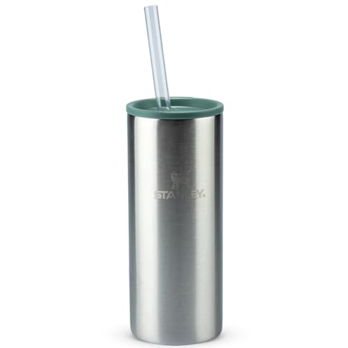Stanley – Can Cooler Slim com tampa e canudo, copo térmico de 296 ml para manter as bebidas em lata geladas, Stainless Steel