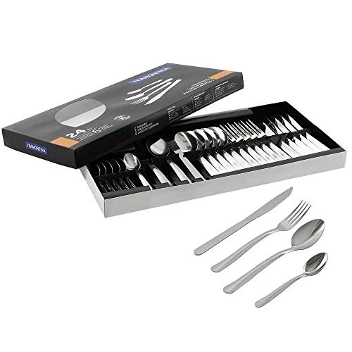 Faqueiro Tramontina Búzios cem Aço Inox com Detalhe 24 Peças