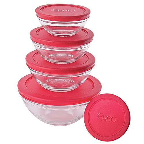 Euro Home – Conjunto de Potes de Vidro Redondos com Tampa Plástica 5 Peças