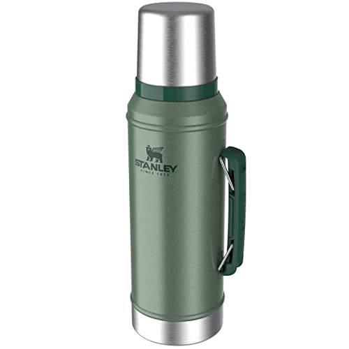 Stanley – Garrafa térmica, garrafa clássica isolada de boca larga para líquidos quentes e frios, 0,95 L, Hammertone-Green