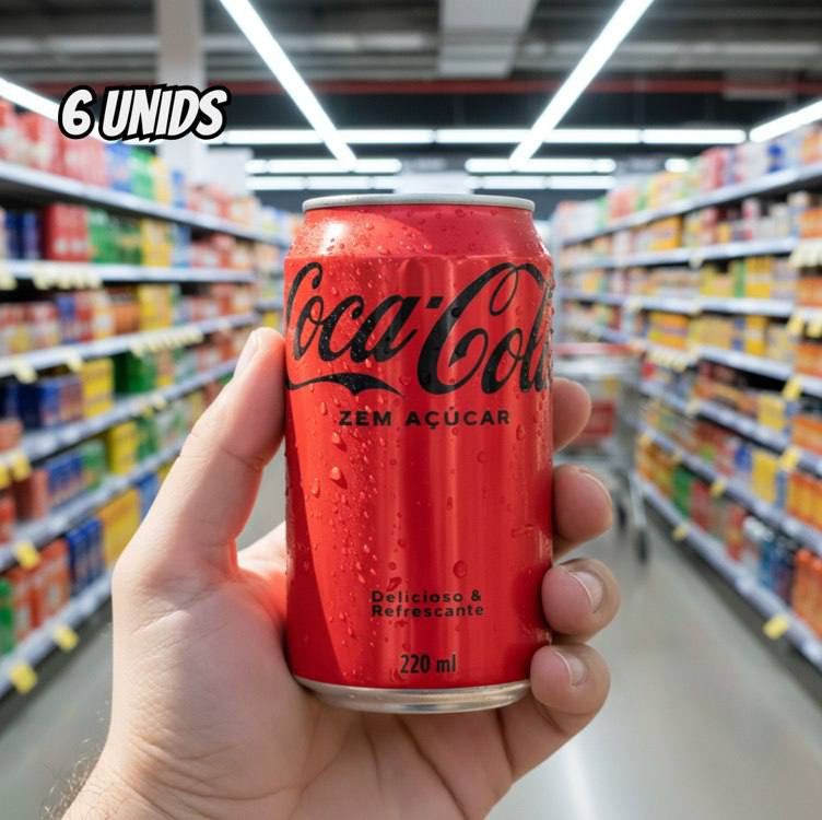 Pack de Coca-Cola sem açucar Lata 220mL 6 unidades